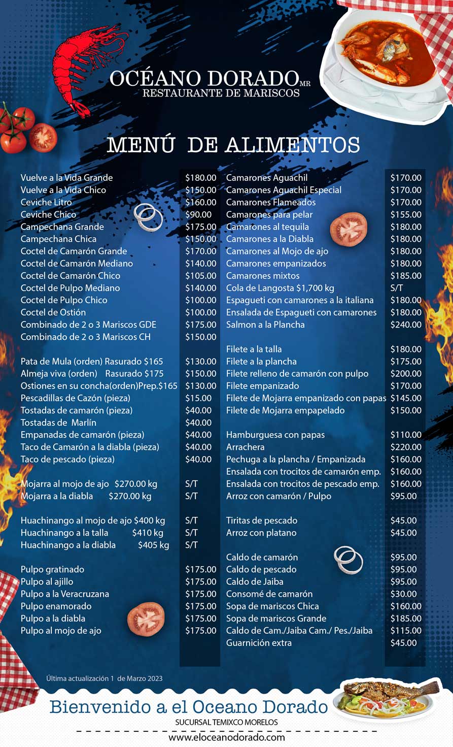 Menu QR – Mariscos Oceano Dorado